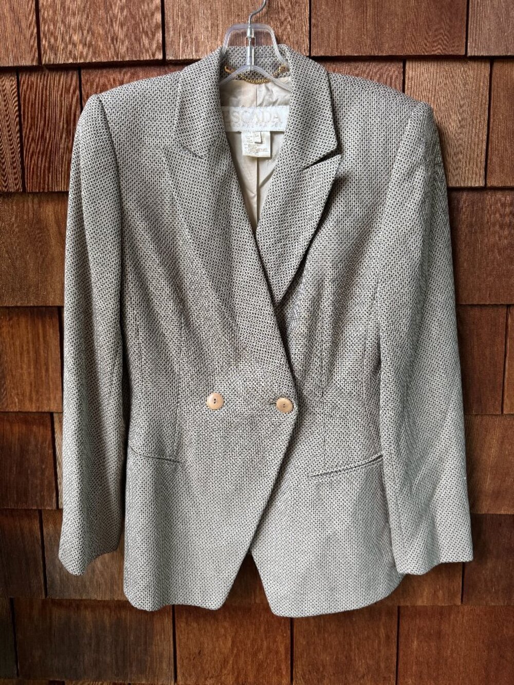 Escada Vintage Camel Silk Blend Two Button Blazer in Women's 34/US 4